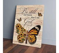 YAASIMOULE Be Still And Know That I Am God Sunflower Butterfly Canvas Prints