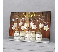 YAASIMOULE Be Still I Am God White Tulips And Hummingbird Canvas Wall Art