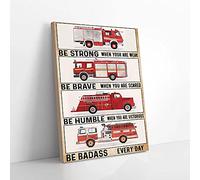 YAASIMOULE Be Stong Be Brave Be Humble Firefighter Canvas Prints Wall Art
