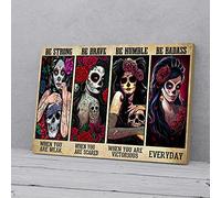 YAASIMOULE Be Strong Be Brave Be Humble Be Badass Rose Skull Canvas Prints Wall Art