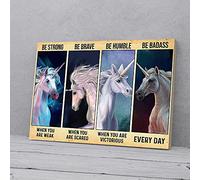 YAASIMOULE Be Strong Be Brave Be Humble Be Badass Unicorn Canvas Prints Wall Art Art