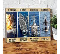 YAASIMOULE Be Strong Be Brave Be Humble Navy Veteran Canvas Prints Wall Art