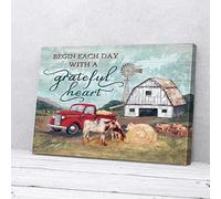 YAASIMOULE Begin Each Day With A Grateful Heart Farm Canvas