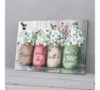 YAASIMOULE Begin Each Day With A Grateful Heart Hummingbird Canvas Wall Art