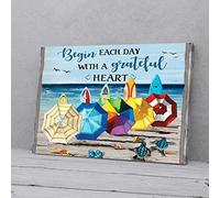 YAASIMOULE Begin Each Day With A Grateful Heart Umbrella Beach Canvas Wall Art