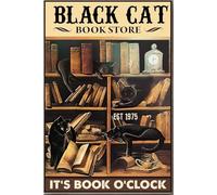 YAASIMOULE Black Cat Poster Animal Wall Art Gift For Fan Library Decor Book Lover Canvas Gallery Wrapped Framed Idea Prints