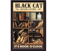 YAASIMOULE Black Cat Poster Animal Wall Art Gift For Fan Library Decor Book Lover Framed Matte Canvas Prints