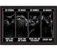 YAASIMOULE Black Cats Be Strong Humble Badass Personalized Poster Animal Wall Art Gift For Cat Lover Fan Kitty Foster Framed Matte Canvas Prints