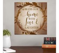 YAASIMOULE Bless our home with love and laughter canvas Blessed wall art