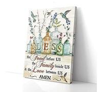 YAASIMOULE Bless The Food Before Us Amen Hummingbird Canvas Wall Art