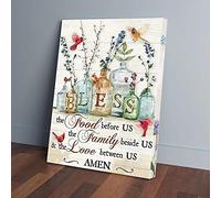 YAASIMOULE Bless The Food Before Us Cardinal Canvas Wall Art