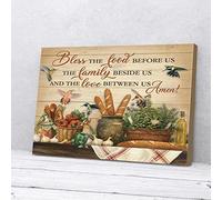 YAASIMOULE Bless The Food Before Us Kitchen Hummingbird Canvas