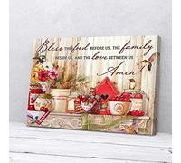 YAASIMOULE Bless The Food The Family The Love Kitchen HUmmingbird Canvas Wall Art