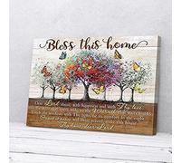 YAASIMOULE Bless This Home Butterfly Canvas Wall Art