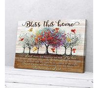 YAASIMOULE Bless This Home Cardinal Canvas Wall Art