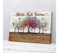 YAASIMOULE Bless This Home Dear Lord Grant It Peace Hummingbird Canvas Prints Wall Art