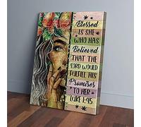 YAASIMOULE Blessed Is She Who Has Believed Hippie Forest Girl Canvas Prints Wall Art