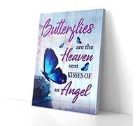 YAASIMOULE Butterflies Are The Heaven Angel Blue Butterfly Canvas Wall Art