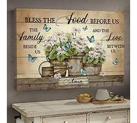 YAASIMOULE Butterfly and daisy Bless the food before us The family beside us Jesus Landscape Canvas Print Wall Art