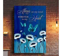 YAASIMOULE Butterfly with flower Always on my mind, forever in my heart Heaven Portrait Canvas Print Wall Art