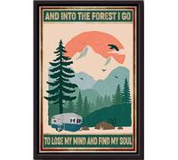 YAASIMOULE Camper Into Mountain I Go To Lose My Mind And Find Soul Poster Sport Wall Art Gift For Sportman Sportwoman Athletes Camping Lover Framed Matte Canvas Prints