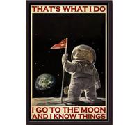 YAASIMOULE Cat Astronaut Thats What I Do Go To The Moon And Know Things Poster Framed Matte Canvas