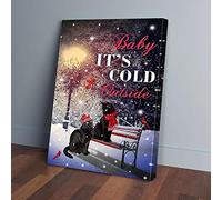 YAASIMOULE Cat Christmas Baby It’s Cold Outside Canvas Prints