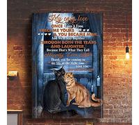 YAASIMOULE Cat couple My only love, thank you for coming to my life at the right time Couple Portrait Canvas Print Wall Art