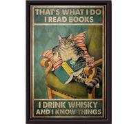 YAASIMOULE Cat Thats What I Do Read Books Drink Whisky And Know Things Poster Framed Matte Canvas