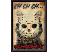 YAASIMOULE Ch Meow Poster Framed Matte Canvas