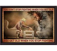 YAASIMOULE Chess Playing You Dont Stop Fighting When Get Old Poster Framed Matte Canvas