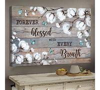 YAASIMOULE Cotton flower Forever blessed with every breath Jesus Landscape Canvas Print Wall Art