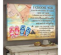 YAASIMOULE Couple on the beach I Choose you to love with my whole being Landscape Canvas Print Wall Art