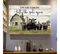 YAASIMOULE Cow on farm Live like someone left the gate open Farm Landscape Canvas Print Wall Art