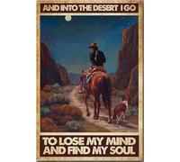 YAASIMOULE Cowgirl And Into The Desert I Go Poster Animal Wall Art Gift For Horse Lover Rider Farmhouse Decor Canvas Gallery Wrapped Framed Idea Prints