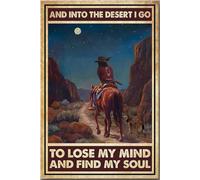 YAASIMOULE Cowgirl And into The Desert I Go Poster Animal Wall Art Gift For Horse Lover Rider Home Decor Farmhouse Canvas Gallery Wrapped Framed Idea Prints