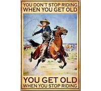 YAASIMOULE Cowgirl Don't Stop Riding When You Get Old Poster Running Horse Wall Art Gift For Rider Farmhouse Decor Horseback Canvas Gallery Wrapped Framed Idea Prints