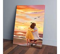 YAASIMOULE Dad And Daughter On The Beach Canvas Prints