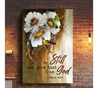 YAASIMOULE Daisy and hummingbird Be still and know that I am God Jesus Portrait Canvas Print Wall Art