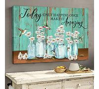 YAASIMOULE Daisy and hummingbird Today only happens once Jesus Landscape Canvas Print Wall Art