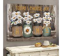 YAASIMOULE Daisy Jar Home Today I choose joy Jesus Landscape Canvas Print Wall Art