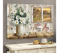 YAASIMOULE Daisy vase Today I choose joy Jesus Landscape Canvas Print Wall Art