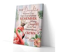 YAASIMOULE Dear Daughter Straighten Your Crown Mom Flamingo Canvas Prints Wall Art