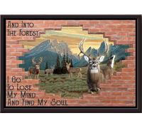 YAASIMOULE Deers And Into The Forest I Go To Lose My Mind Find Soul Poster Framed Matte Canvas