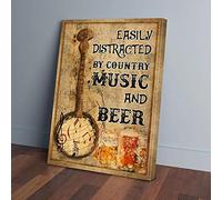 YAASIMOULE Easily Distracted By Country Music And Beer Banjo Canvas Prints