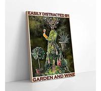 YAASIMOULE Easily Distracted By Garden And Wine Gardener Canvas Prints Wall Art