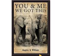 YAASIMOULE Elephant You And Me We Got This Personalized Poster Animal Wall Art Gift For Valentine Day Zoo Decor Lover Framed Matte Canvas Prints