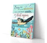 YAASIMOULE Every Day Is A New Beginning Take A Deep Breath Turtle Sea Canvas