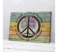 YAASIMOULE Everything Gonna Be Alright Peace Hope Love Hippie Canvas Wall Art