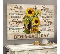 YAASIMOULE Faith hope love may, begin each day Jesus Landscape Canvas Print Wall Art